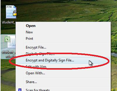 click Encrypt and Digitally Sign File….